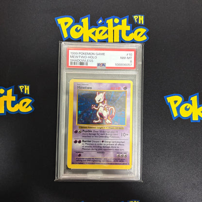 Pokemon Game Mewtwo Holo Shadowless 1999  #10 PSA 8